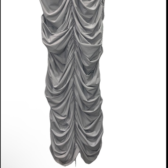 ALEX PERRY Presley dress midi grey silver 14 ruched stretch knit formal NWT NEW - Picture 12 of 15